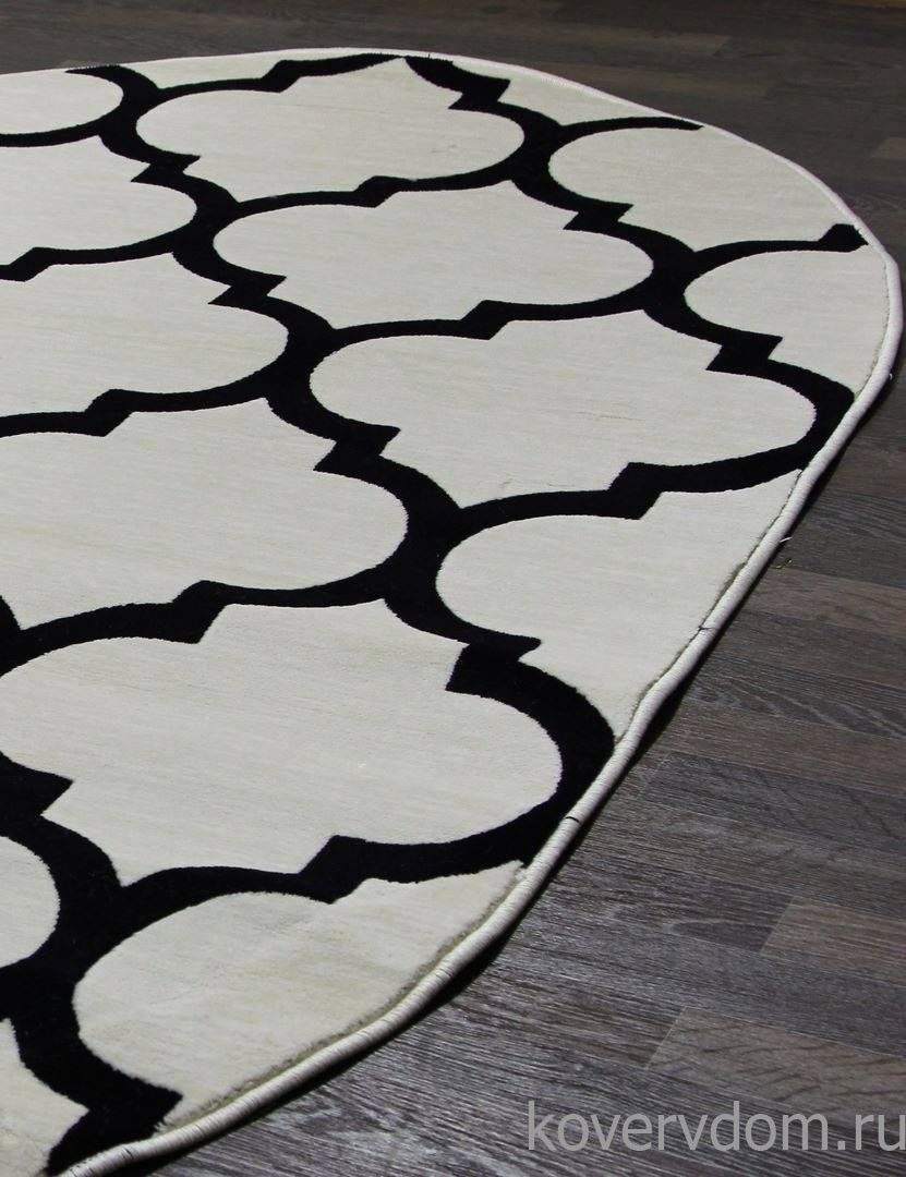 Ковер MEGA CARVING WK d422 CREAM-D.NAVY Овал