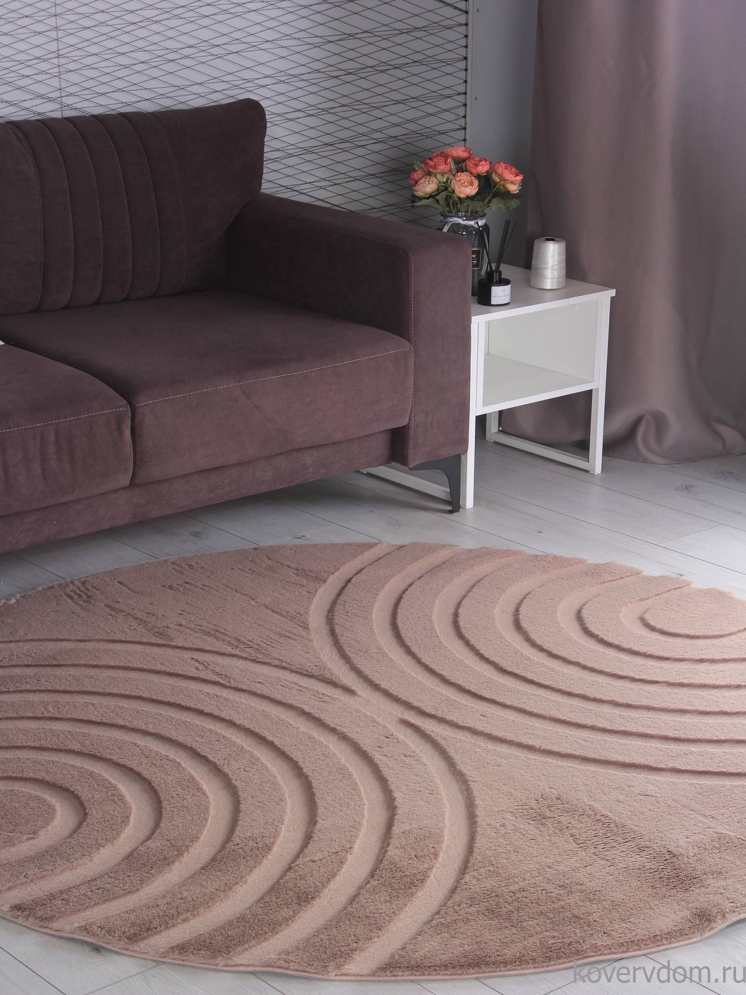 Ковер RABBIT CARVING PX4005 BROWN / BROWN Круг