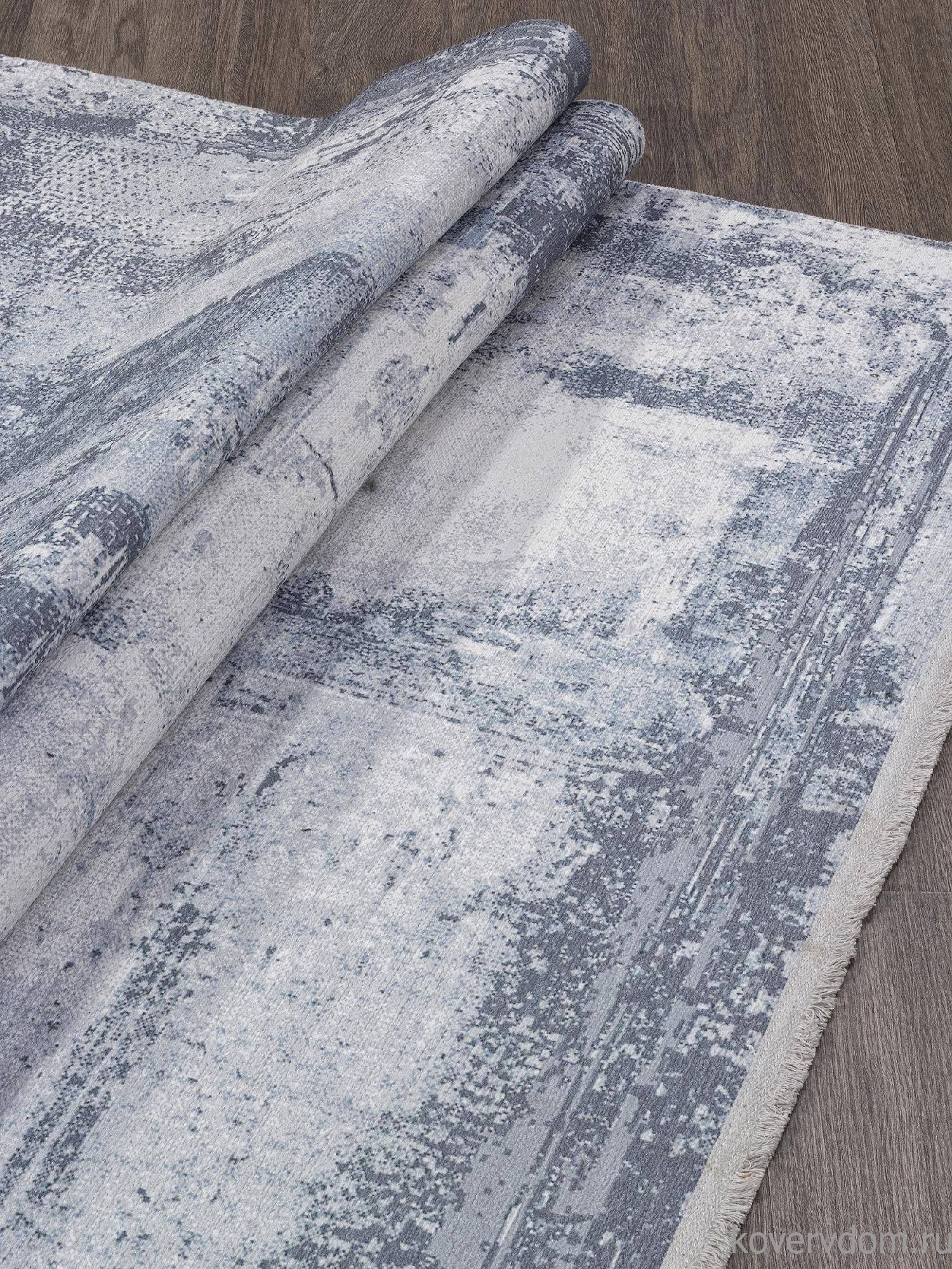 Ковер из полиэстера ЛОТУС AB074A СЕРЫЙ / СИНИЙ Ковер из полиэстера ЛОТУС AB074A СЕРЫЙ / СИНИЙ